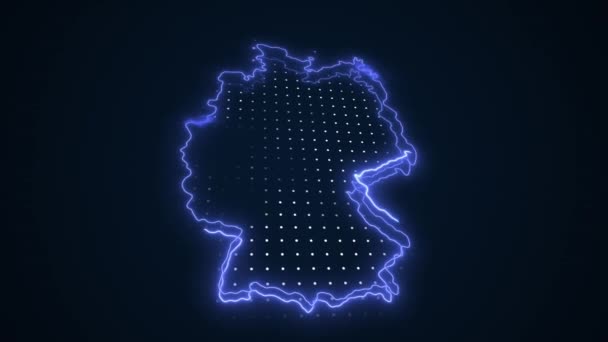 Neon Blue Alemanha Mapa Fronteiras Esboço Loop Fundo Neon Blue — Vídeo de Stock