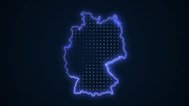 Neon Blue Germany Map Borders Outline Loop Hintergrund Neon Blue — Stockvideo