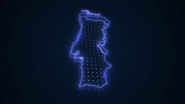 Neon Blue Portugal Map Borders Outline Loop Hintergrund Neon Blue — Stockvideo