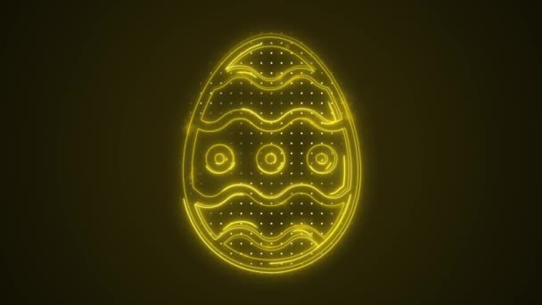 Beautiful Happy Easter Abstract Yellow Moving Easter Egg Outline Shape — 비디오