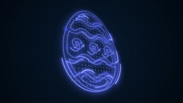 Schöne Frohe Ostern Abstrakt Blau Moving Easter Egg Outline Shape — Stockvideo