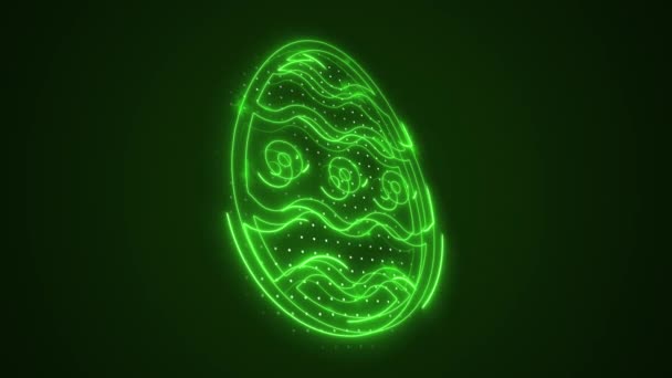 美しいイースターアブストラクト緑移動イースターエッグアウトライン形状 虫眼鏡 装飾卵壁紙背景 — ストック動画