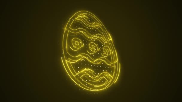 Hermosa Pascua Feliz Abstracto Amarillo Moviéndose Huevo Pascua Contorno Forma — Vídeos de Stock