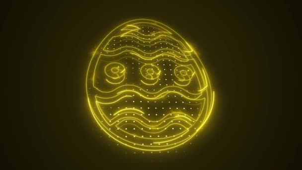 Beautiful Happy Easter Abstract Yellow Moving Easter Egg Outline Shape — 비디오