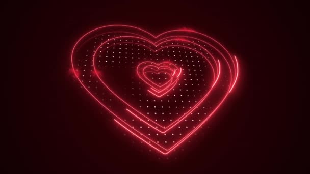 Όμορφη Αφηρημένη Κόκκινη Κινούμενη Καρδιά Σχήμα Περίγραμμα Λαμπερό Αφηρημένες Καρδιές — Αρχείο Βίντεο