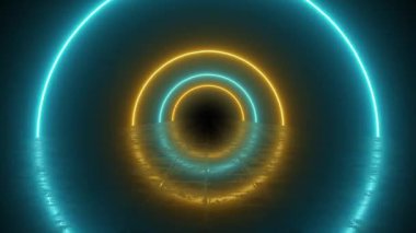 Çember şekilli figürler Neon Tünel Sarı ve Mavi Duvar Kağıdı Arkaplanı. Müzik düzenlemeleri, görselleştiriciler, festivaller, kulüp geçmişleri ve daha fazlası için iyidir.!