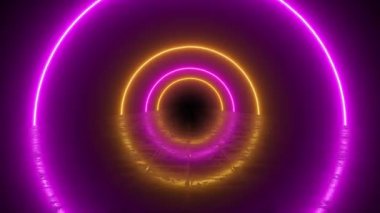 Çember şekilli figürler Neon Tünel Sarı ve Pembe Duvar Kağıdı Arkaplanı. Müzik düzenlemeleri, görselleştiriciler, festivaller, kulüp geçmişleri ve daha fazlası için iyidir.!