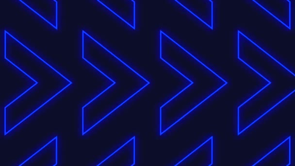 Neon Blue Arrows Flytta Från Vänster Till Höger Bakgrund Bakgrund — Stockvideo