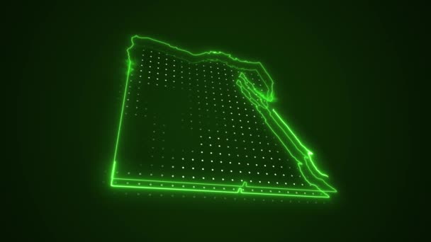 Neon Green Egypt Χάρτης Σύνορα Περίγραμμα Βρόχο Φόντο Neon Green — Αρχείο Βίντεο