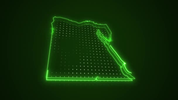 Neon Green Egypt Mapa Ohraničení Obrys Pozadí Neon Zelená Barva — Stock video