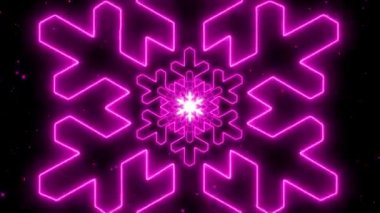 Neon Pembe Işıklar Noel Kar Tanesi Tüneli Soyut Parıltı Parçacıkları Döngüsü Arkaplanı. Neon Pembesi Renkli Noel Kar Tanesi Kusursuz Döngüsü Karanlık Arkaplan. Neon Christmas Kar Tanesi Özeti.