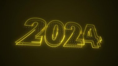 Neon Yellow 2024 Yıl Simgesi 3D Ana Hattı Döngü Arkaplanı. Neon Yellow Renkli 2024 Yıl Simgesi 3D Özeti Kusursuz Döngü Arkaplanı. 2024 Yıl Simgesi 3D Taslak.