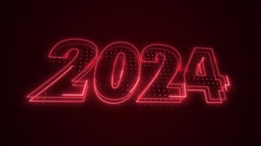 Neon Red 2024 Yıl Simgesi 3D Ana Hattı Döngü Arkaplanı. Neon Red Colored 2024 Yıl Simgesi 3D Özeti Kusursuz Döngü Arkaplanı. 2024 Yıl Simgesi 3D Taslak.