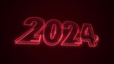 Neon Red 2024 Yıl Simgesi 3D Ana Hattı Döngü Arkaplanı. Neon Red Colored 2024 Yıl Simgesi 3D Özeti Kusursuz Döngü Arkaplanı. 2024 Yıl Simgesi 3D Taslak.