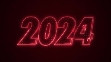 Neon Red 2024 Yıl Simgesi 3D Ana Hattı Döngü Arkaplanı. Neon Red Colored 2024 Yıl Simgesi 3D Özeti Kusursuz Döngü Arkaplanı. 2024 Yıl Simgesi 3D Taslak.