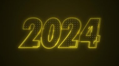 Neon Yellow 2024 Yıl Simgesi 3D Ana Hattı Döngü Arkaplanı. Neon Yellow Renkli 2024 Yıl Simgesi 3D Özeti Kusursuz Döngü Arkaplanı. 2024 Yıl Simgesi 3D Taslak.