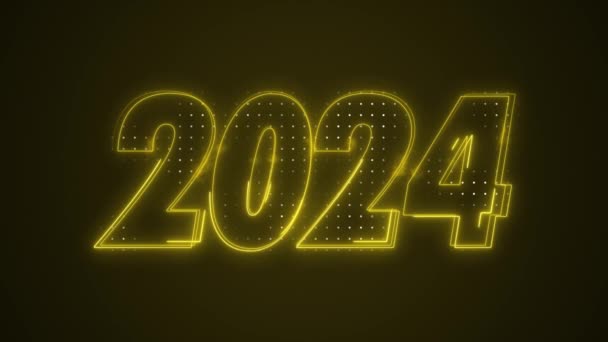 Neon Yellow 2024 Year Icon Outline Loop Background Неоновый Желтый — стоковое видео
