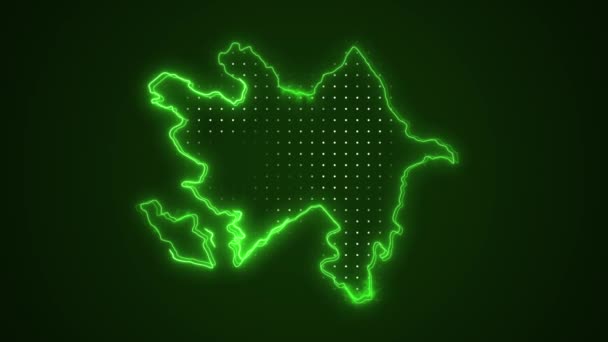 Moving Neon Green Azerbeidzjan Kaart Borders Outline Loop Achtergrond Neon — Stockvideo
