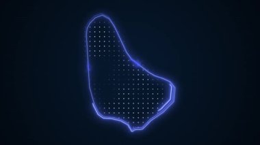 3D Moving Neon Blue Barbados Harita Sınırları Çevre Çizelgesi Arkaplanı. Neon Blue Colored Barbados Haritası Sınırları Kusursuz Döngüsüz Karanlık Arkaplan. Barbados Neon Harita Kenarlıkları Çizgisi