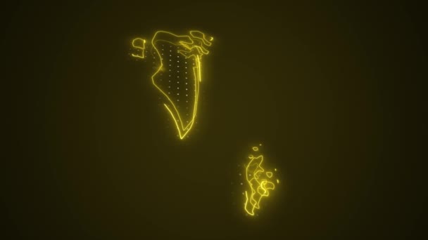 Moving Neon Yellow Bahrain Map Borders Outline Loop Háttér Neon — Stock videók