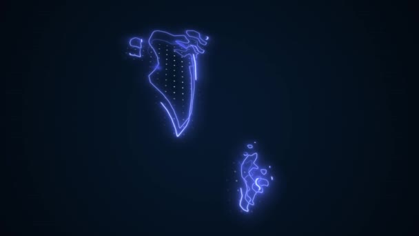 Moving Neon Blue Bahrain Map Borders Outline Loop Háttér Neon — Stock videók