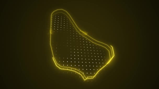 Moving Neon Yellow Barbados Map Borders Outline Loop Background Frontiere — Video Stock