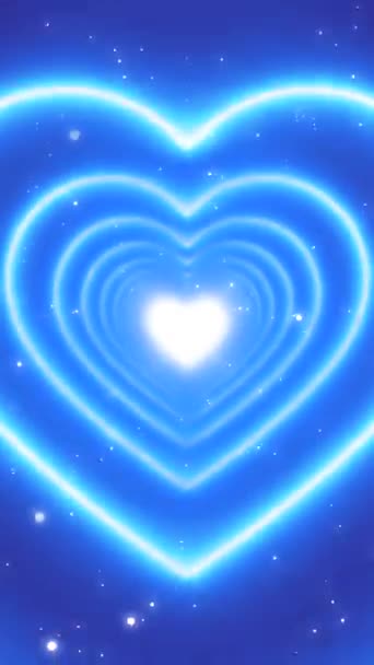 Голубые Неоновые Огни Любят Сердце Сияют Обои — стоковое видео