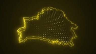 3 Boyutlu Neon Sarı Belarus Haritası Kenar Kenarlıkları Çevre Çizgisi Arkaplanı