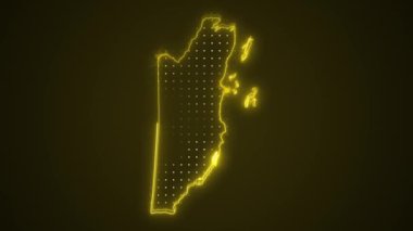 Neon Sarı Belize Haritası Kenarlıkları Dış Hatlar Döngüsü Arkaplanı