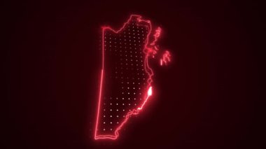 3 Boyutlu Hareketli Neon Kırmızı Belize Harita Kenar Kenarlıkları Döngü Çizgisi Arkaplanı