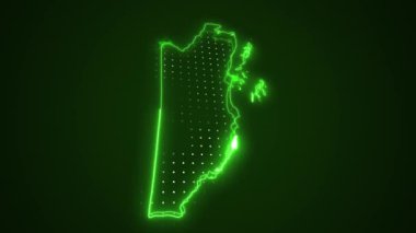3 Boyutlu Hareketli Neon Yeşil Belize Haritası Kenar Kenarlıkları Döngü Çizgisi Arkaplanı