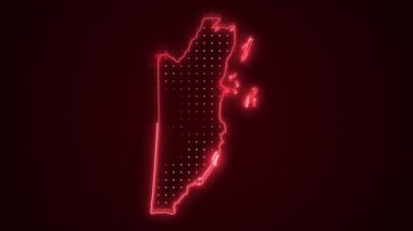 Neon Kırmızı Belize Haritası Kenarlıkları Çevre Çizgisi Döngüsü Arkaplanı