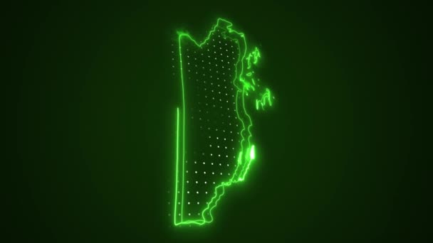 Neon Green Belize Mapa Granice Zarys Pętli Tło — Wideo stockowe