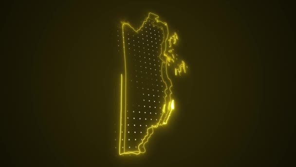 Neon Amarelo Belize Mapa Fronteiras Esboço Loop Fundo — Vídeo de Stock