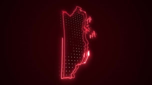 Neon Red Belize Mapa Granice Zarys Pętli Tło — Wideo stockowe