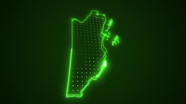Moving Neon Green Belize Mapa Granice Zarys Pętli Tło — Wideo stockowe