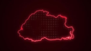 Neon Kırmızı Bhutan Haritası Kenar Kenarlıkları Döngü Arkaplanı
