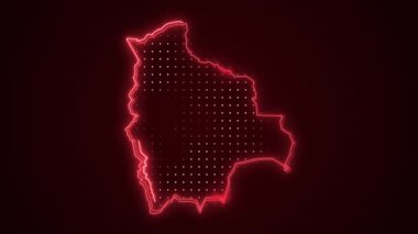 3 Boyutlu Taşıyıcı Neon Kırmızı Bolivya Haritası Kenar Kenarlıkları Döngü Çizgisi Arkaplanı
