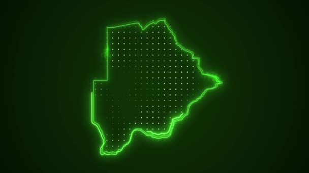 Pohybující Neon Zelená Botswana Mapa Ohraničení Obrys Smyčka Pozadí — Stock video