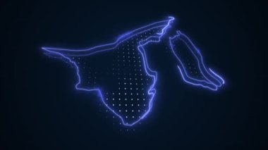 3D Taşınan Neon Mavi Brunei Haritası Kenar Kenarlıkları Döngü Arkaplanı