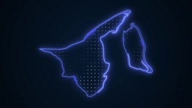 3D Taşınan Neon Mavi Brunei Haritası Kenar Kenarlıkları Döngü Arkaplanı
