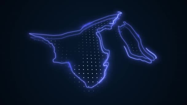 Movendo Neon Azul Brunei Mapa Fronteiras Esboço Loop Fundo — Vídeo de Stock