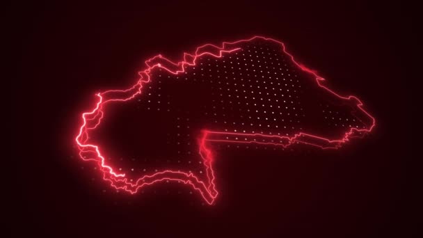 三维移动Neon Red Burkina Faso地图边界轮廓背景 — 图库视频影像
