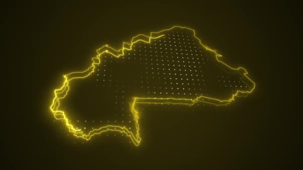 Moving Neon Yellow Burkina Faso Mappa Confini Outline Loop Sfondo — Video Stock