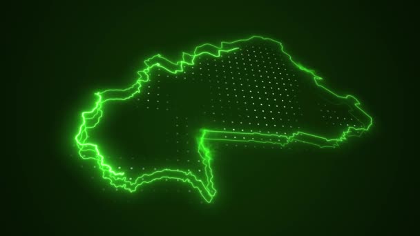 Moving Neon Zielony Burkina Faso Mapa Granice Zarys Pętli Tło — Wideo stockowe