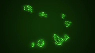 3 Boyutlu Hareketli Neon Yeşil Cabo Verde Haritası Kenar Kenarlıkları Döngü Özeti Arkaplanı