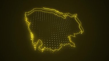 3D Taşıyıcı Neon Sarı Kamboçya Verde Haritası Kenar Kenarlıkları Çevre Çizgisi Arkaplanı