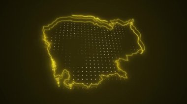 3D Taşıyıcı Neon Sarı Kamboçya Verde Haritası Kenar Kenarlıkları Çevre Çizgisi Arkaplanı