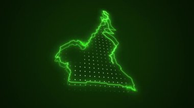 3 Boyutlu Hareketli Neon Yeşil Kamerun Verde Haritası Kenar Kenarlıkları Çevre Çizelgesi Arkaplanı