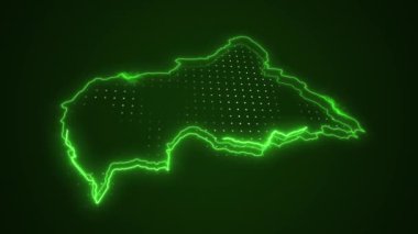 3 Boyutlu Hareketli Neon Yeşil Afrika Cumhuriyeti Haritası Çevre Çizgisi Döngüsü Arkaplanı